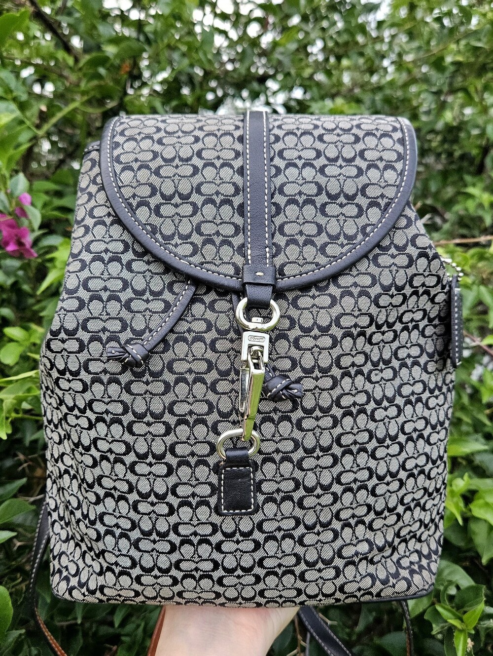 Vintage Coach 6342 Signature Mini Backpack Black Jacquard Leather Y2K 2002